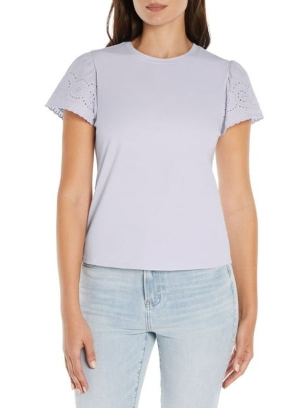 Express Lavender Eyelet Sleeve Tee